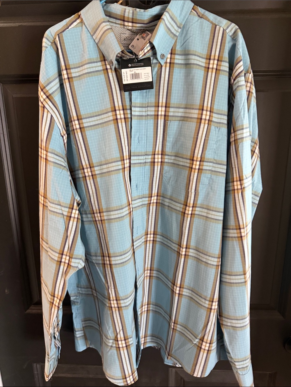 *NWT* Eddie Bauer Men’s Light Blue Plaid Button-Down Shirt - Sz. XL
